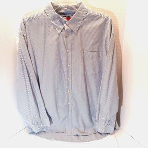 Tommy Hilfiger Long Sleeve Button Down Shirt Blue White Stripe Men's XXL (2XL)